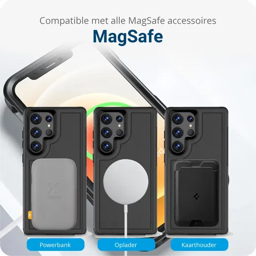 Samsung Galaxy S23 Ultra Hoesje Dual-Layer Hybride Back Cover met MagSafe Zwart afbeelding 5