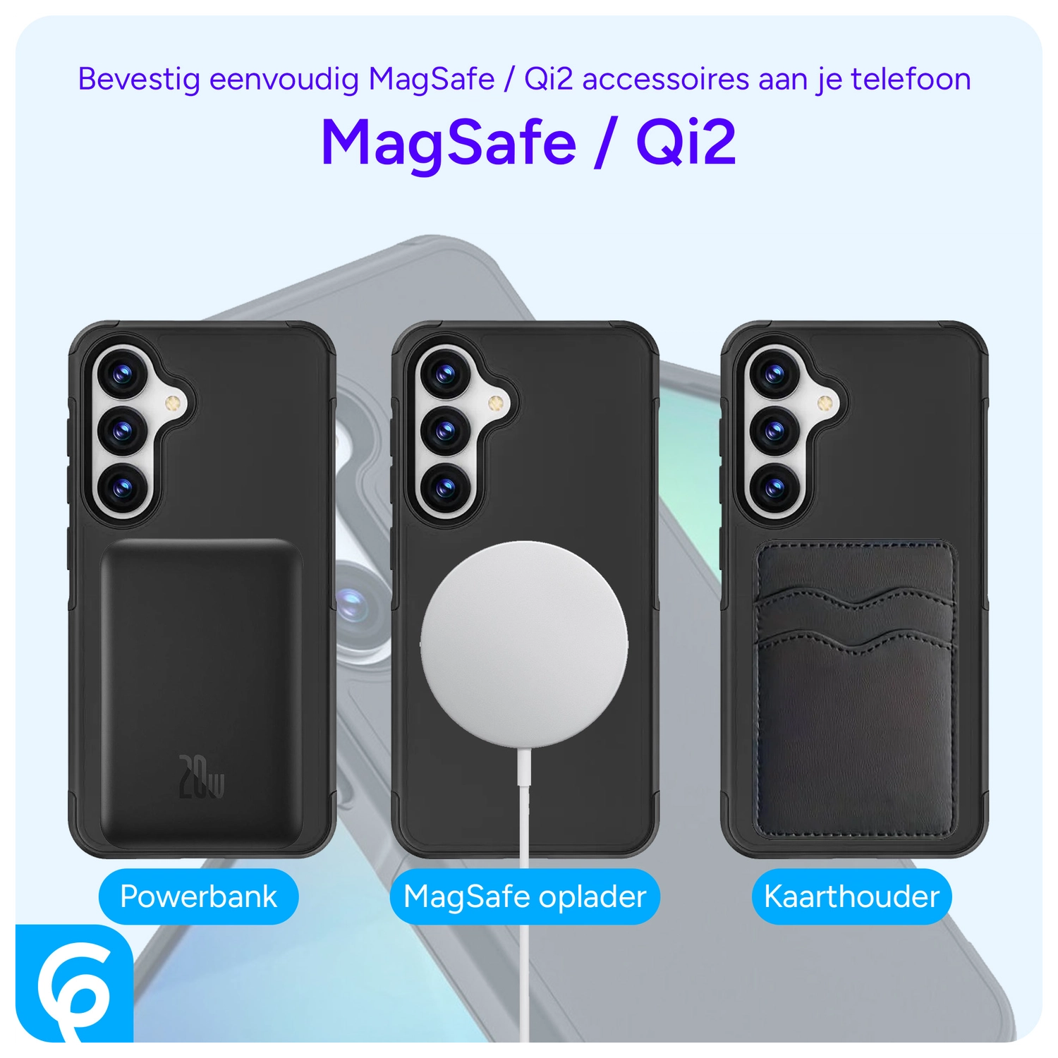 Samsung Galaxy S25 Hoesje Dual-Layer Hybride Back Cover met MagSafe / Qi2 Zwart afbeelding 4