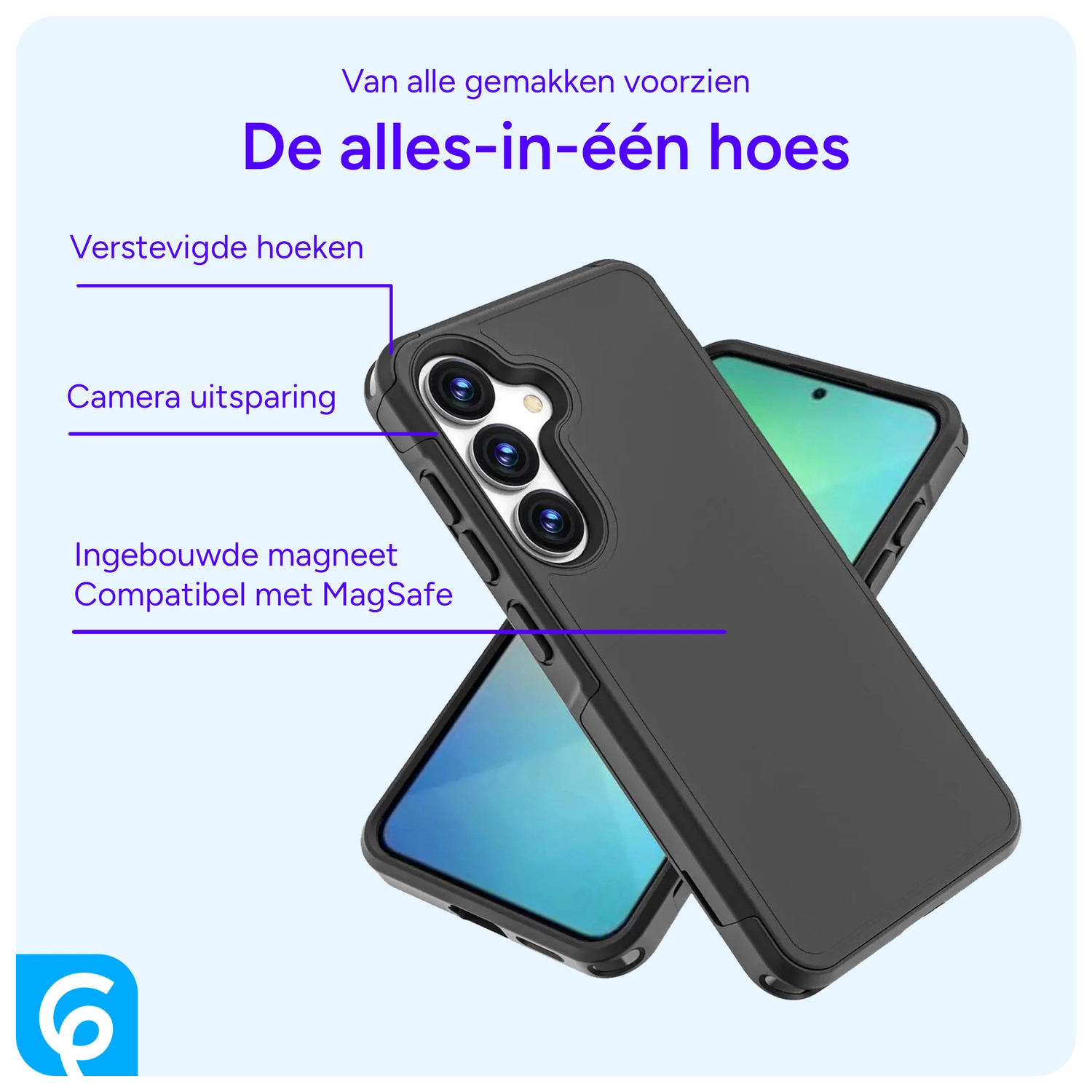 Samsung Galaxy S25 Hoesje Dual-Layer Hybride Back Cover met MagSafe / Qi2 Zwart afbeelding 5