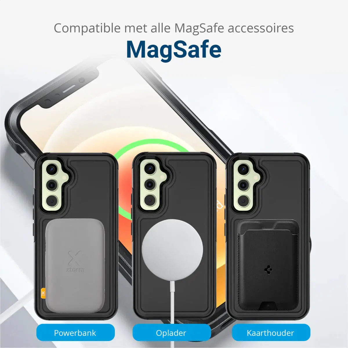 Samsung Galaxy A54 Hoesje Dual-Layer Hybride Back Cover met MagSafe Zwart afbeelding 6