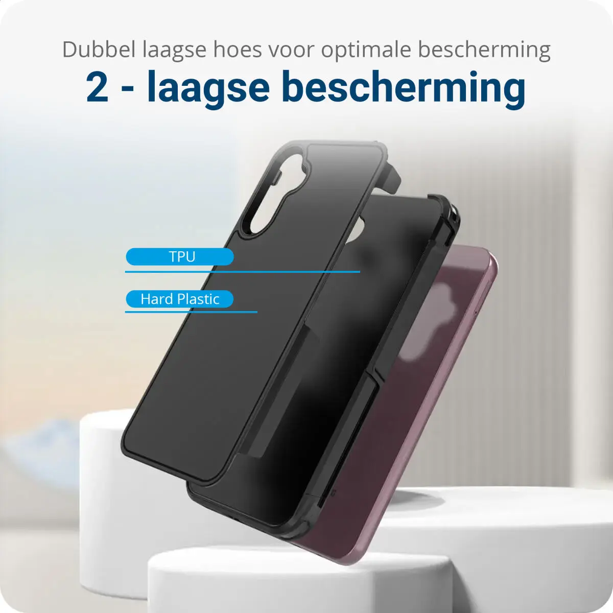 Samsung Galaxy A14 Hoesje Dual-Layer Hybride Back Cover met MagSafe Zwart afbeelding 5