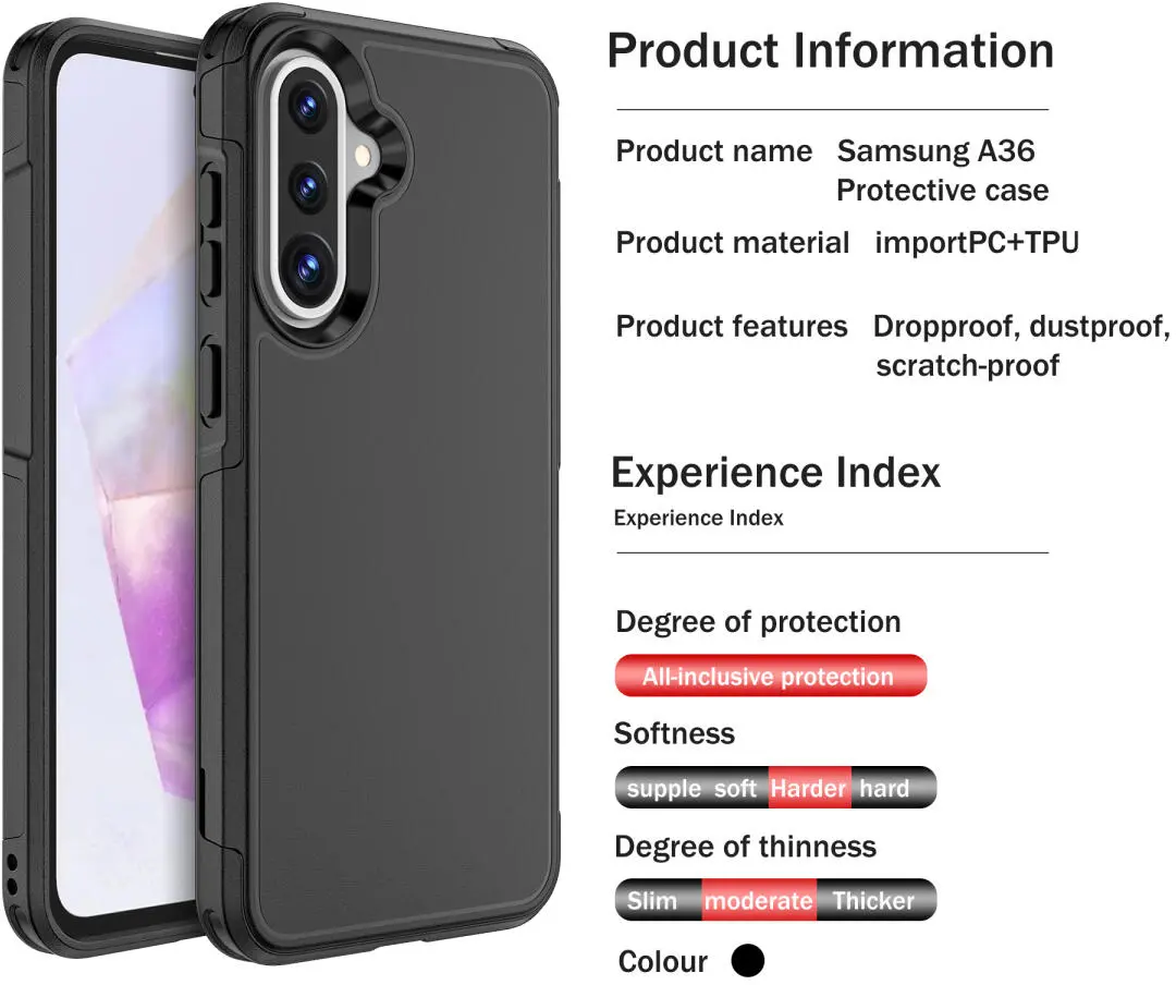 Samsung Galaxy A36 Hoesje Dual-Layer Hybride Back Cover met MagSafe Zwart afbeelding 6