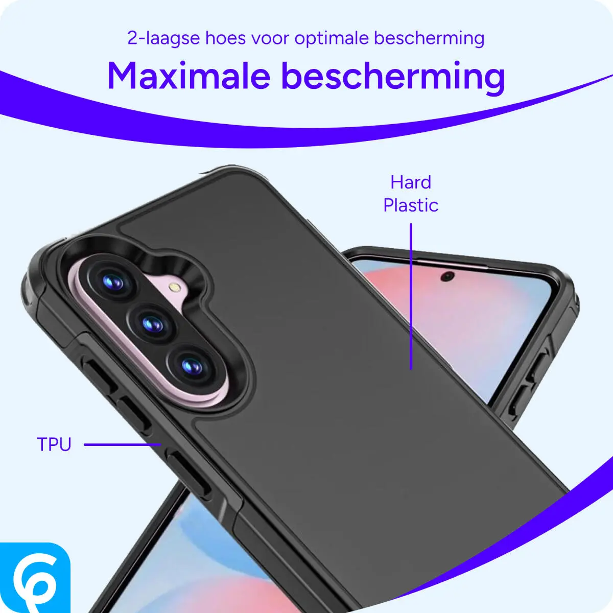 Samsung Galaxy A56 Hoesje Dual-Layer Hybride Back Cover met MagSafe Zwart afbeelding 4