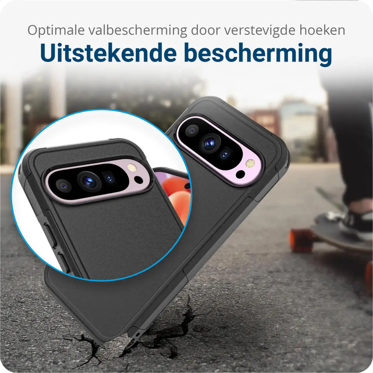 Google Pixel 9 / 9 Pro Hoesje Dual-Layer Hybride Back Cover met MagSafe Zwart afbeelding 3