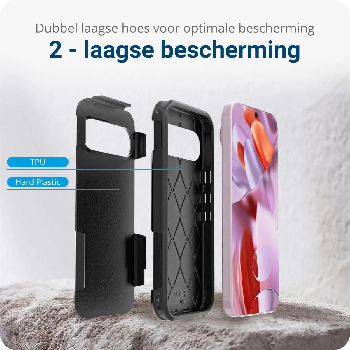 Google Pixel 9 / 9 Pro Hoesje Dual-Layer Hybride Back Cover met MagSafe Zwart afbeelding 4