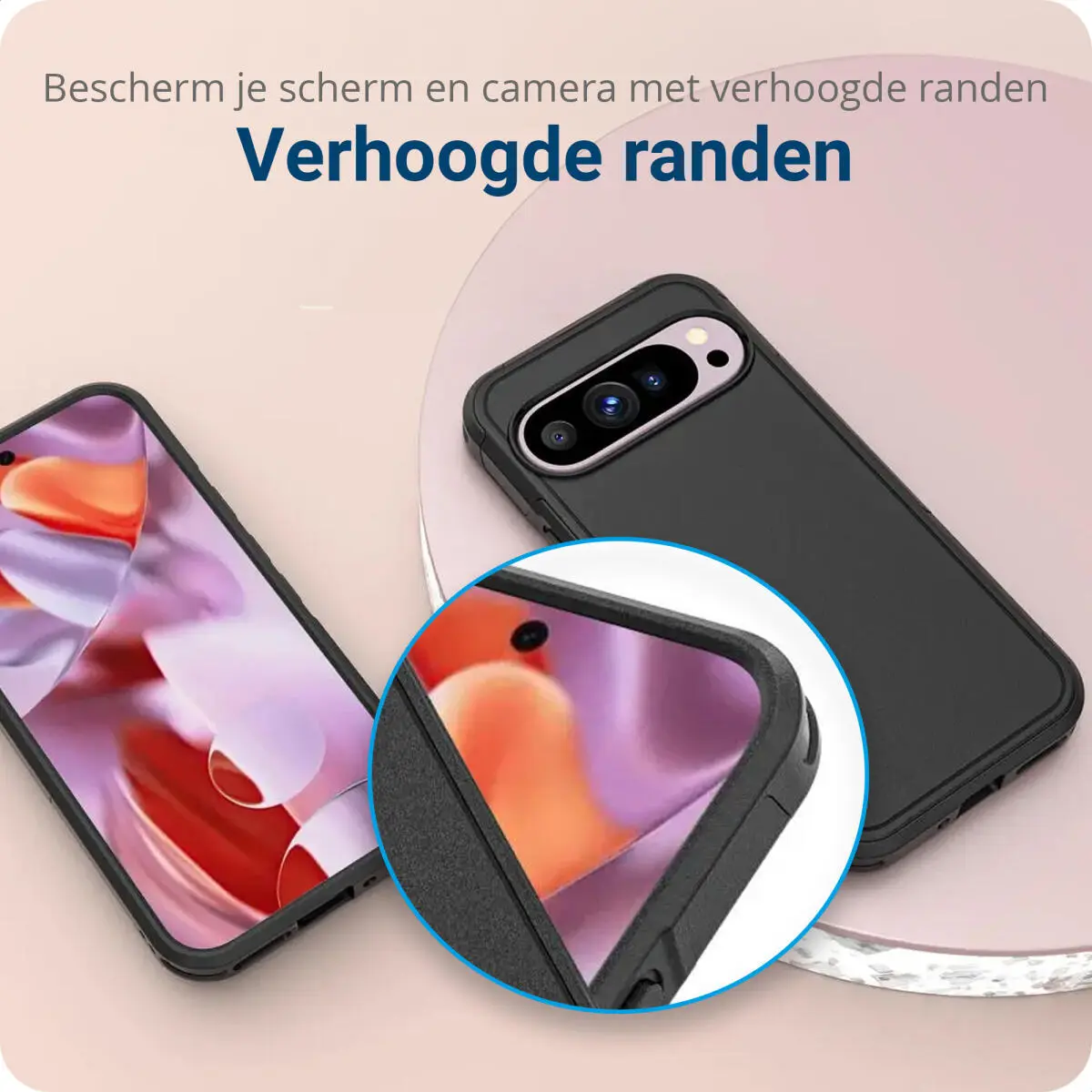Google Pixel 9 / 9 Pro Hoesje Dual-Layer Hybride Back Cover met MagSafe Zwart afbeelding 5