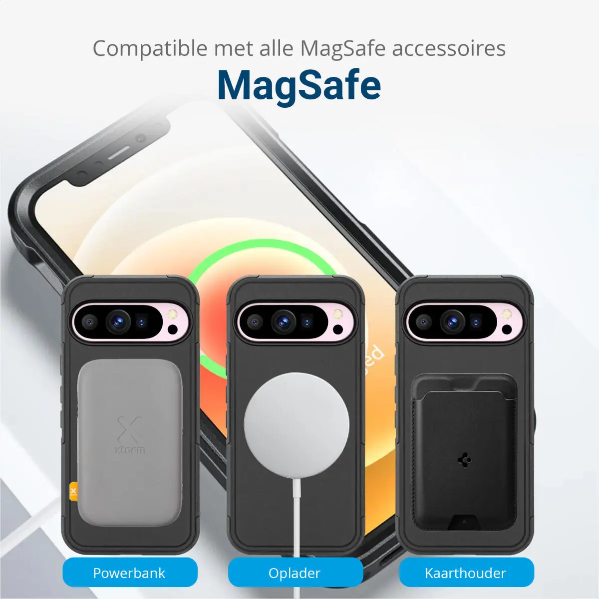 Google Pixel 9 / 9 Pro Hoesje Dual-Layer Hybride Back Cover met MagSafe Zwart afbeelding 6