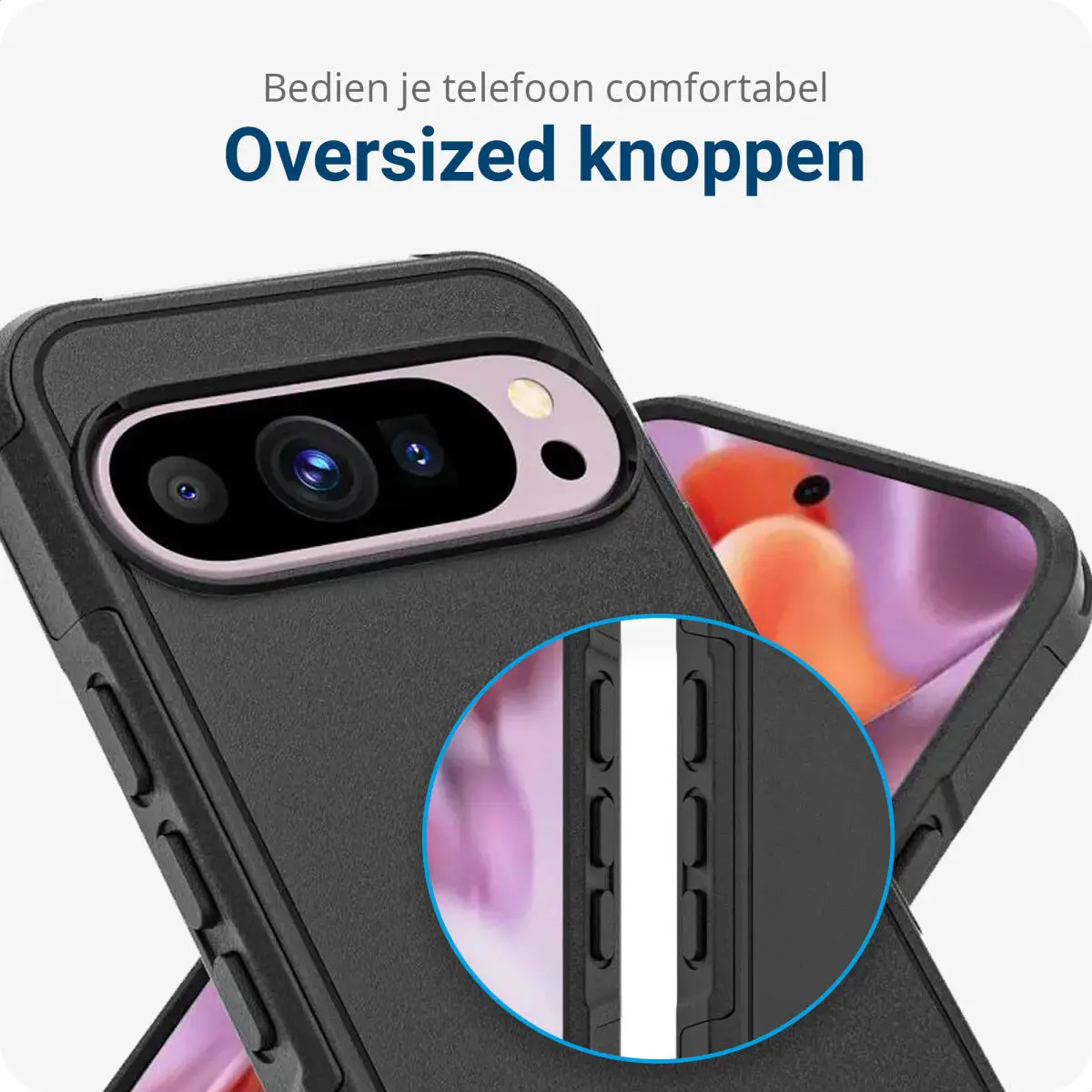 Google Pixel 9 / 9 Pro Hoesje Dual-Layer Hybride Back Cover met MagSafe Zwart afbeelding 2