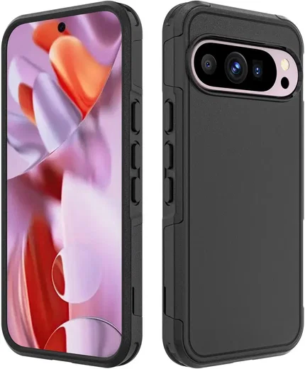 Google Pixel 9 / 9 Pro Hoesje Dual-Layer Hybride Back Cover met MagSafe Zwart afbeelding 8