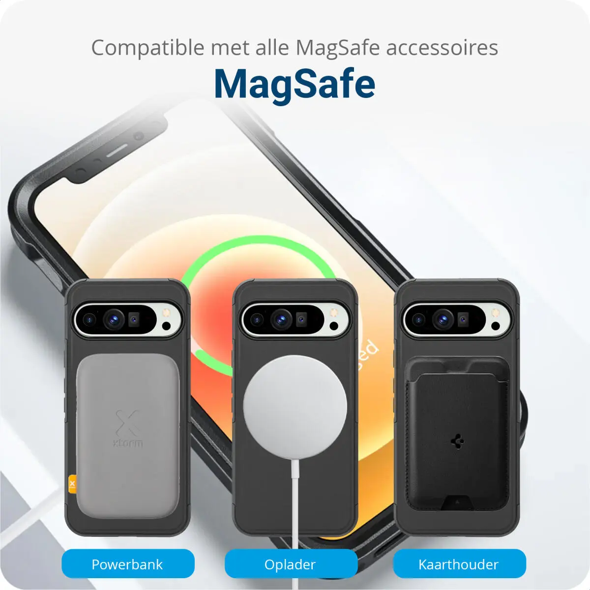 Google Pixel 9 Pro XL Hoesje Dual-Layer Hybride Back Cover met MagSafe Zwart afbeelding 6