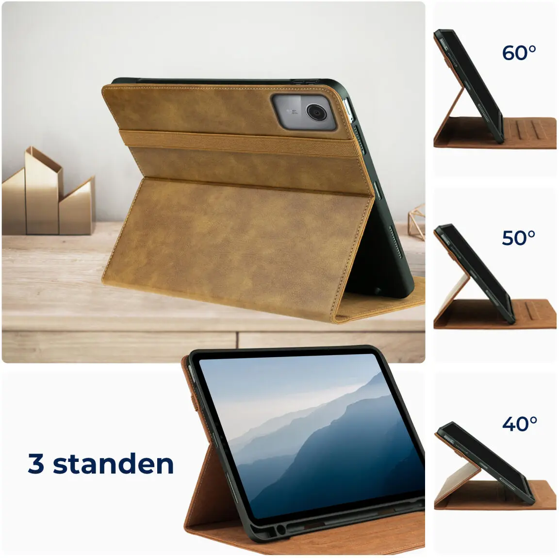 Rosso Element Lenovo Tab M11 Hoes Book Case Bruin afbeelding 4