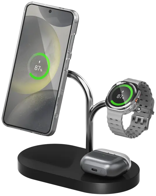 Originele Samsung Oplader 3-in-1 Wireless Charger met QI2 Magnet Zwart afbeelding 1