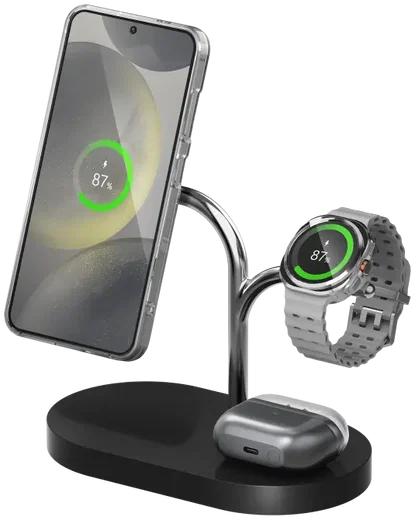 Originele Samsung Oplader 3-in-1 Wireless Charger met QI2 Magnet Zwart afbeelding 1