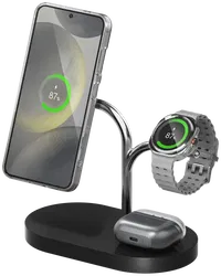 Originele Samsung Oplader 3-in-1 Wireless Charger met QI2 Magnet Zwart afbeelding