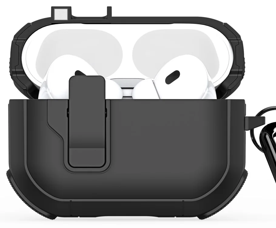 Dux Ducis PECP Apple AirPods Pro 1 / 2 Hoesje met Aluminum Haak Zwart afbeelding 2