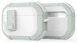 Dux Ducis PECP Apple AirPods Pro 1 / 2 Hoesje met Aluminum Haak Wit Groen afbeelding