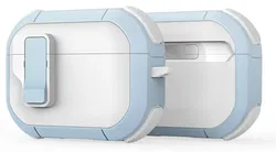 Dux Ducis PECP Apple AirPods Pro 1 / 2 Hoesje met Aluminum Haak Wit Blauw afbeelding