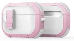 Dux Ducis PECP Apple AirPods Pro 1 / 2 Hoesje met Aluminum Haak Wit Roze afbeelding