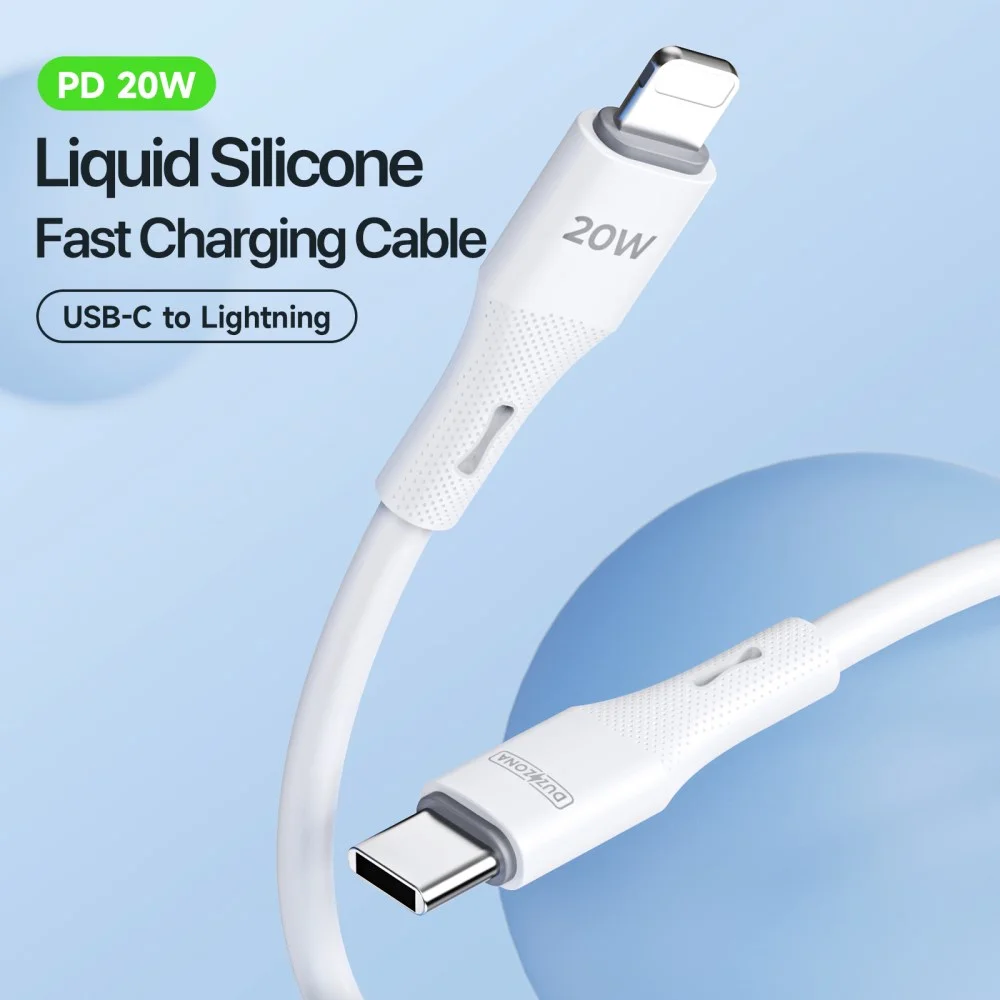 Duzzona A10 20W USB-C naar Lightning Kabel Power Delivery 1M Wit afbeelding 2