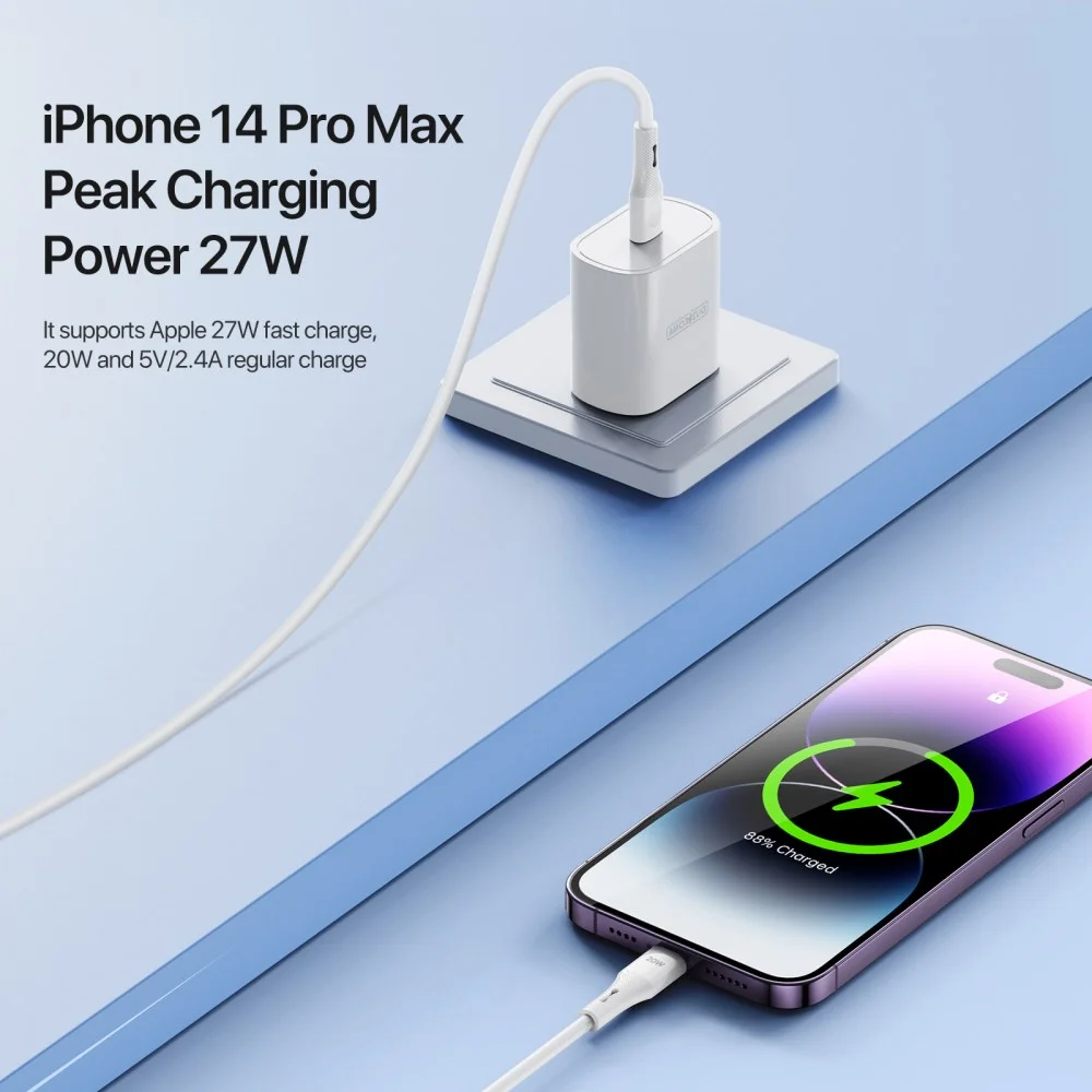 Duzzona A10 20W USB-C naar Lightning Kabel Power Delivery 1M Wit afbeelding 3