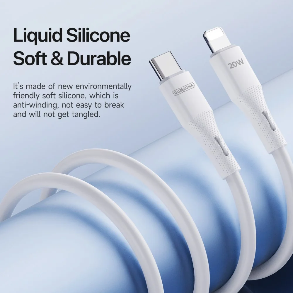 Duzzona A10 20W USB-C naar Lightning Kabel Power Delivery 1M Wit afbeelding 4