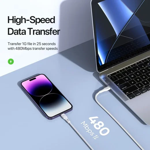 Duzzona A10 20W USB-C naar Lightning Kabel Power Delivery 1M Wit afbeelding 8