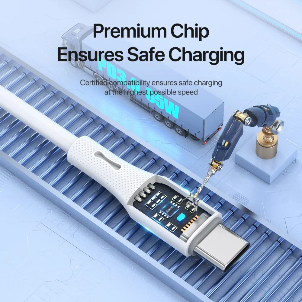 Duzzona A11 65W USB-C naar USB-C Kabel Power Delivery 1M Wit afbeelding 8