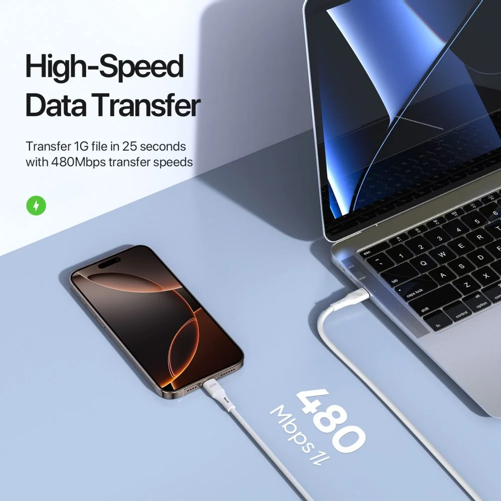 Duzzona A11 65W USB-C naar USB-C Kabel Power Delivery 1M Wit afbeelding 5