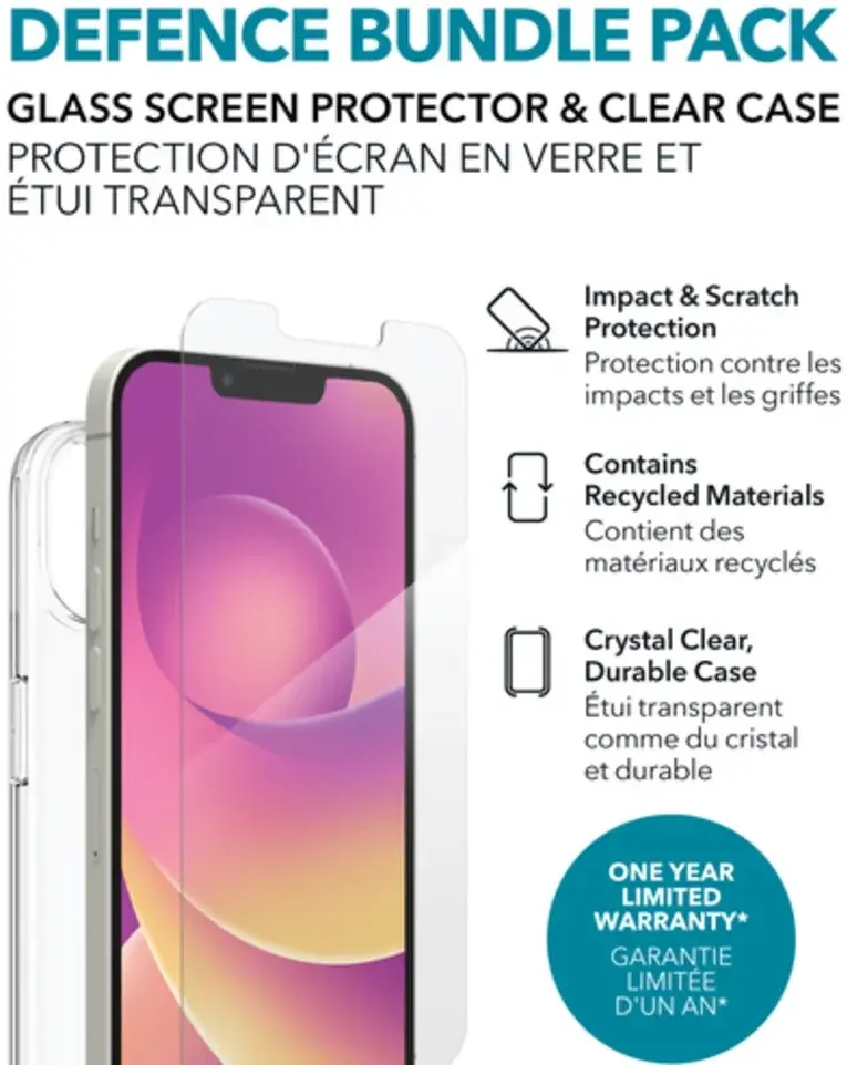 ZAGG Defence Bundle iPhone 14 Hoesje Transparant + Screen Protector afbeelding 3