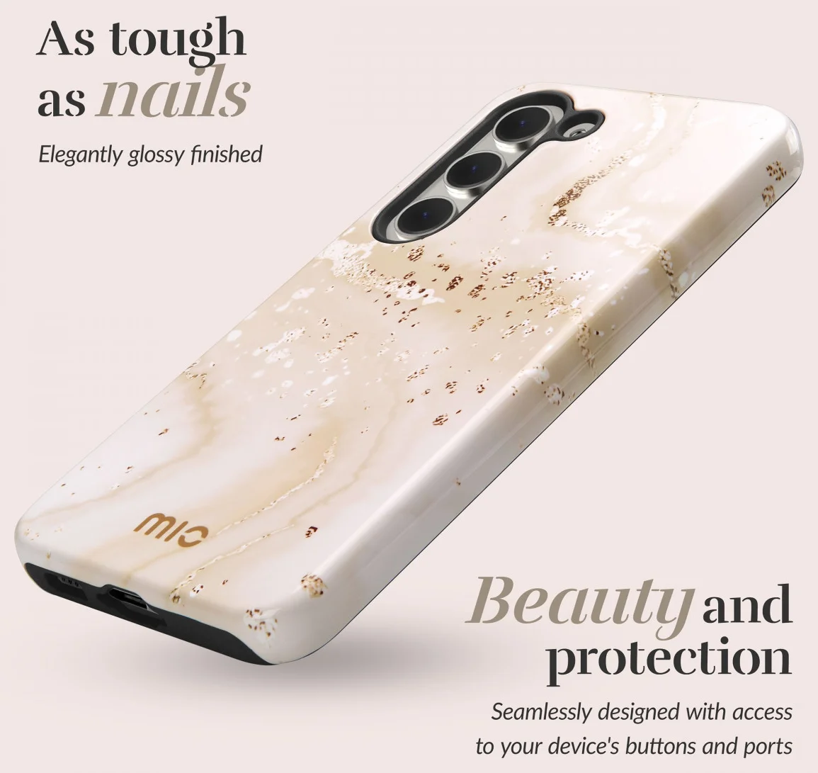 MIO MagSafe / Qi2 Samsung Galaxy S25 Hoesje Back Cover Gold Marble afbeelding 2