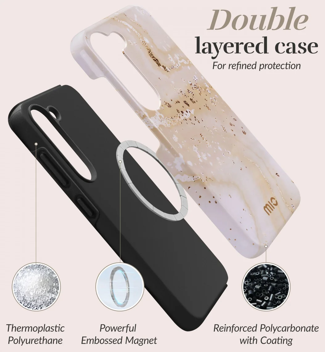 MIO MagSafe / Qi2 Samsung Galaxy S25 Hoesje Back Cover Gold Marble afbeelding 7