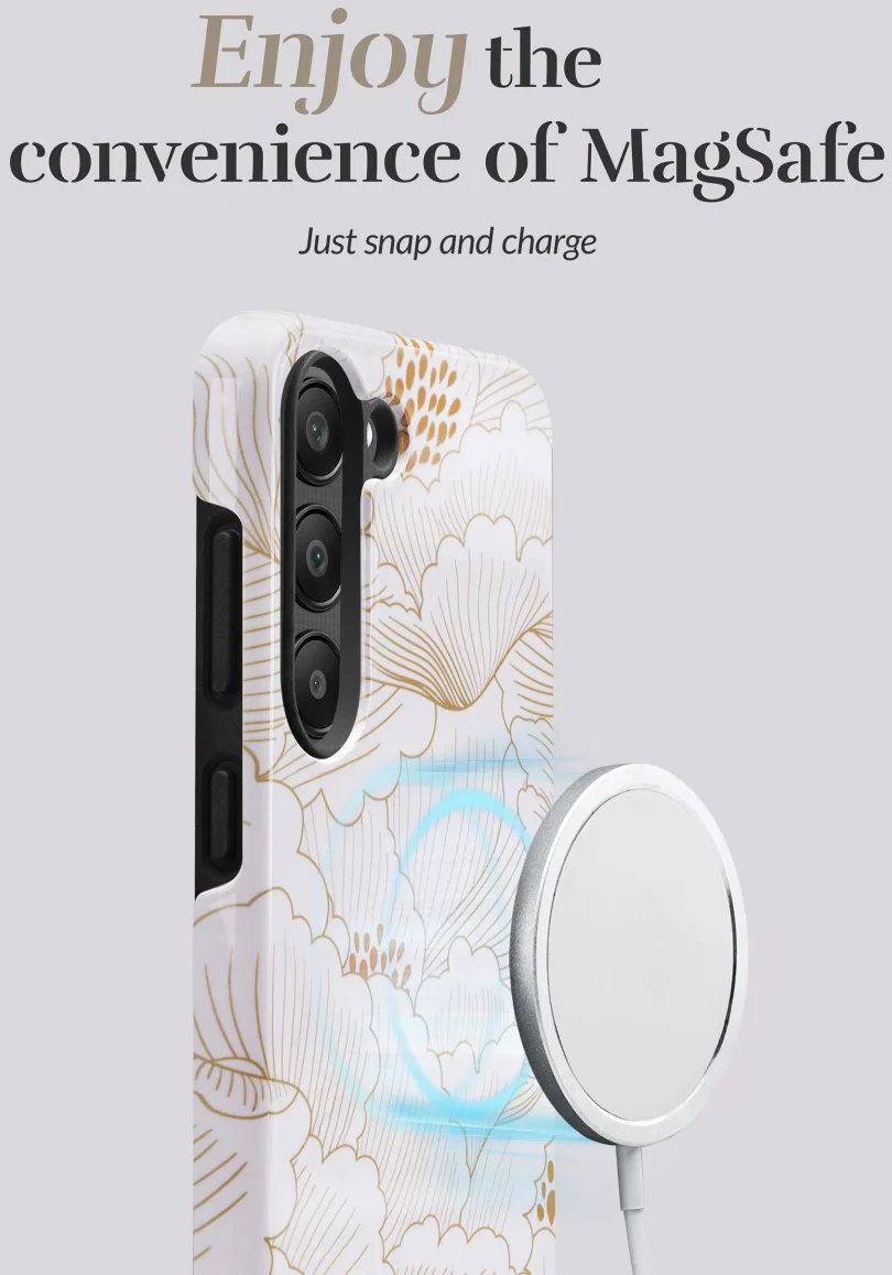MIO MagSafe / Qi2 Samsung Galaxy S25 Plus Hoesje Back Cover White Roses afbeelding 3