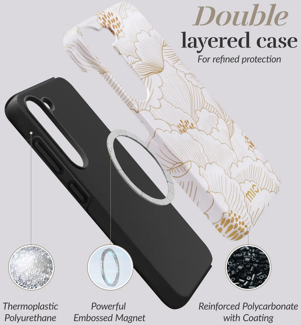 MIO MagSafe / Qi2 Samsung Galaxy S25 Plus Hoesje Back Cover White Roses afbeelding 7