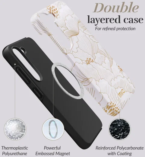 MIO MagSafe / Qi2 Samsung Galaxy S25 Plus Hoesje Back Cover White Roses afbeelding 7