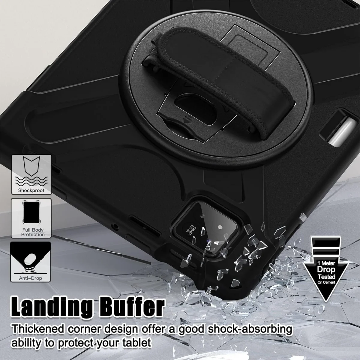 Xiaomi Pad 7 / 7 Pro Hoes Back Cover met Kickstand en Handriem Zwart afbeelding 5