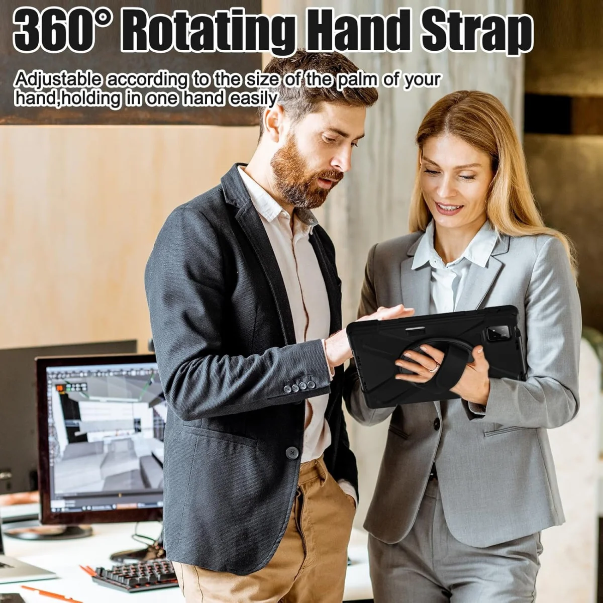 Xiaomi Pad 7 / 7 Pro Hoes Back Cover met Kickstand en Handriem Zwart afbeelding 8