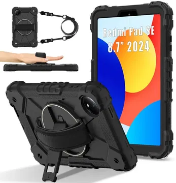 Xiaomi Redmi Pad SE 8.7 Hoes Back Cover met Kickstand en Handriem Zwart