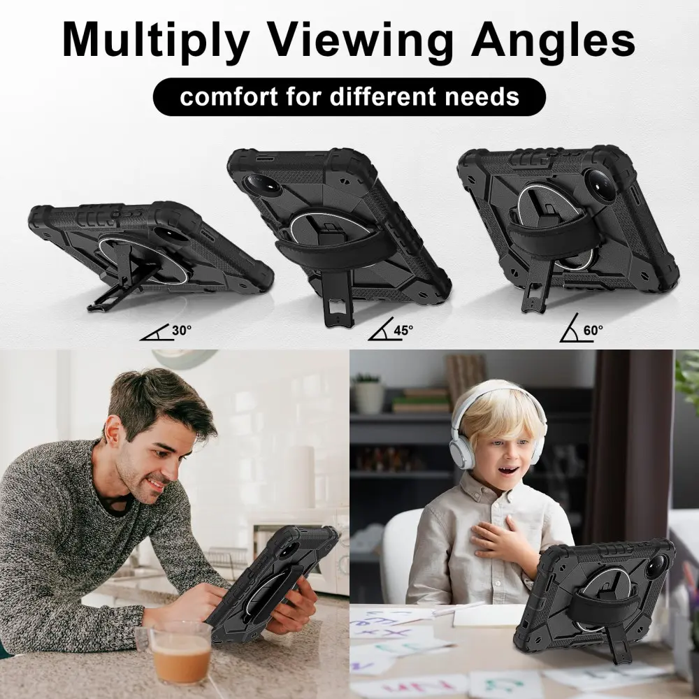 Xiaomi Redmi Pad SE 8.7 Hoes Back Cover met Kickstand en Handriem Zwart afbeelding 4