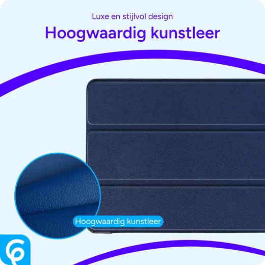 Apple iPad 10.2 (2019/2020/2021) Hoes Luxe Tri-Fold Book Case Kunst Leer Blauw afbeelding 7