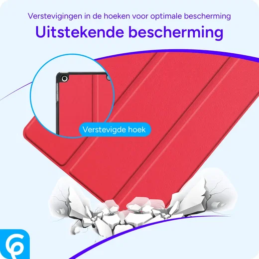Apple iPad 10.2 (2019/2020/2021) Hoes Luxe Tri-Fold Book Case Kunst Leer Rood afbeelding 2