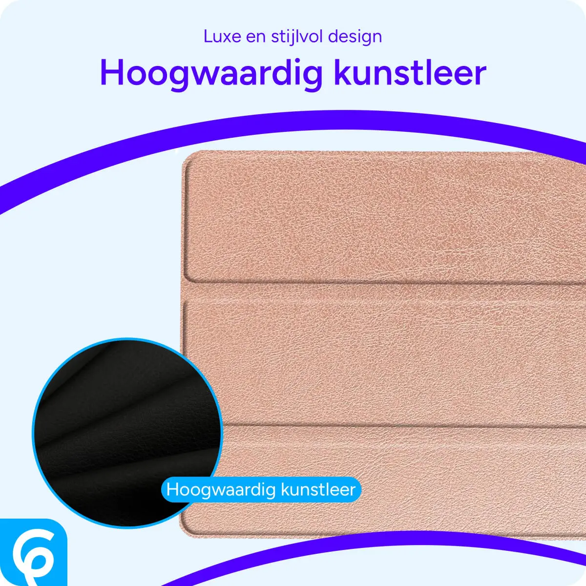 Apple iPad 10.2 (2019/2020/2021) Hoes Luxe Tri-Fold Book Case Kunst Leer Roze afbeelding 7