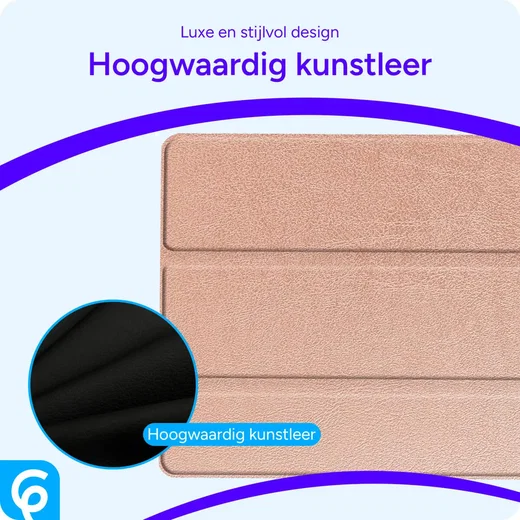 Apple iPad 10.2 (2019/2020/2021) Hoes Luxe Tri-Fold Book Case Kunst Leer Roze afbeelding 7
