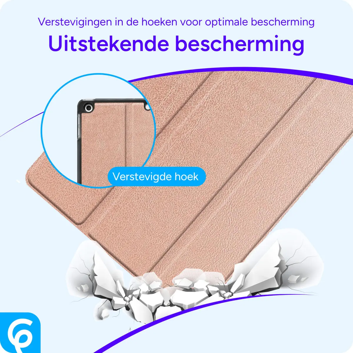 Apple iPad 10.2 (2019/2020/2021) Hoes Luxe Tri-Fold Book Case Kunst Leer Roze afbeelding 2