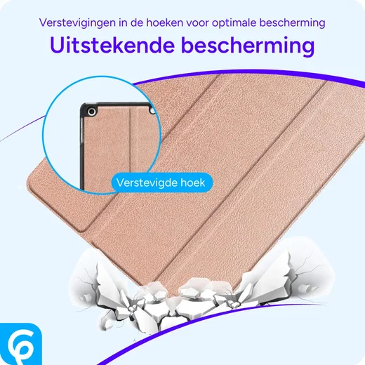 Apple iPad 10.2 (2019/2020/2021) Hoes Luxe Tri-Fold Book Case Kunst Leer Roze afbeelding 2