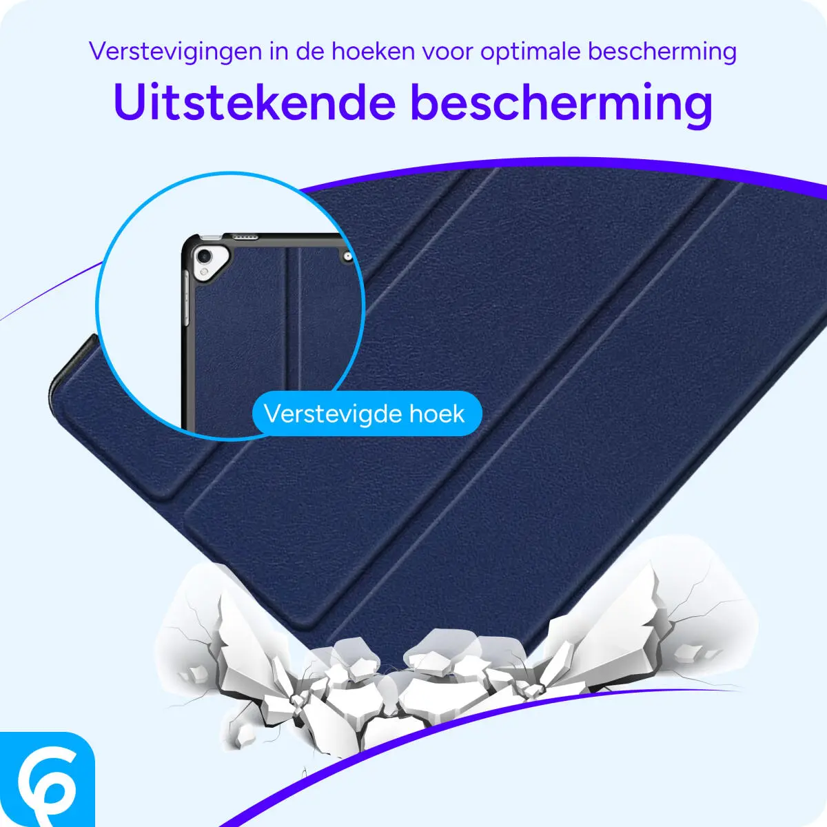 Apple iPad 9.7 2017/2018/Air/Air 2 Hoes Luxe Tri-Fold Book Case Kunst Leer Blauw afbeelding 2