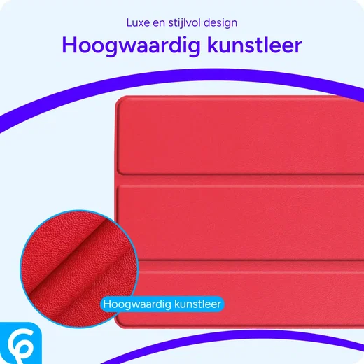 Apple iPad 9.7 2017/2018/Air/Air 2 Hoes Luxe Tri-Fold Book Case Kunst Leer Rood afbeelding 7