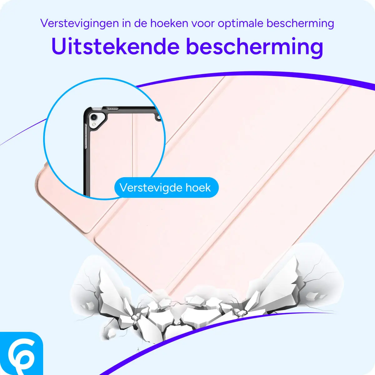Apple iPad 9.7 2017/2018/Air/Air 2 Hoes Luxe Tri-Fold Book Case Kunst Leer Roze afbeelding 2