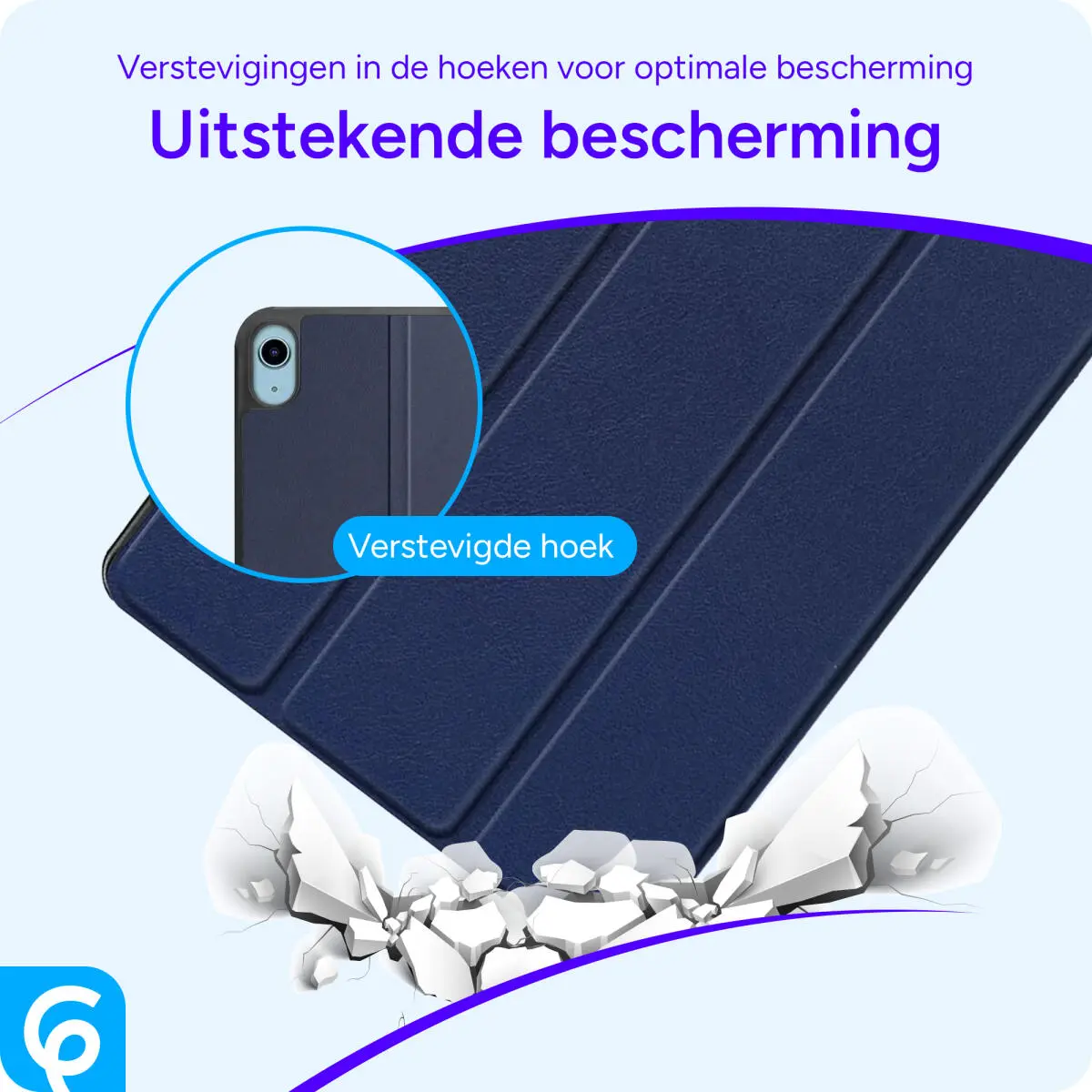 Apple iPad Air 10.9 (2020/2022) Hoes Luxe Tri-Fold Book Case Kunst Leer Blauw afbeelding 2