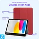 Apple iPad Air 10.9 (2020/2022) Hoes Luxe Tri-Fold Book Case Kunst Leer Rood afbeelding 5