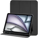 Apple iPad Air 11 (2024/2025/2026) Hoes Luxe Tri-Fold Book Case Kunst Leer Zwart